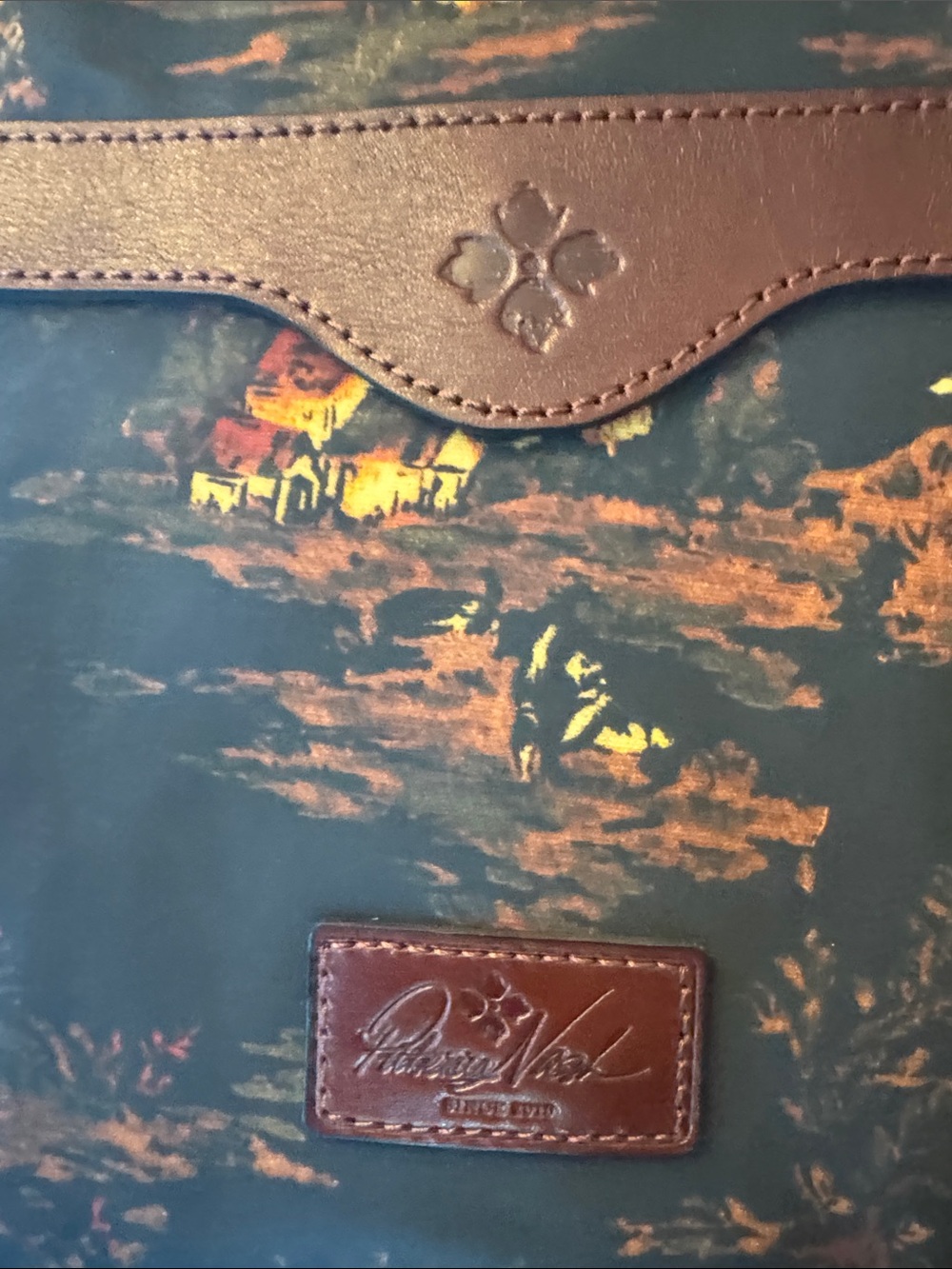 Patricia Nash Karina Countyside Print Patina Backpack w/ Tan Leather Trim NWT - Picture 5 of 6